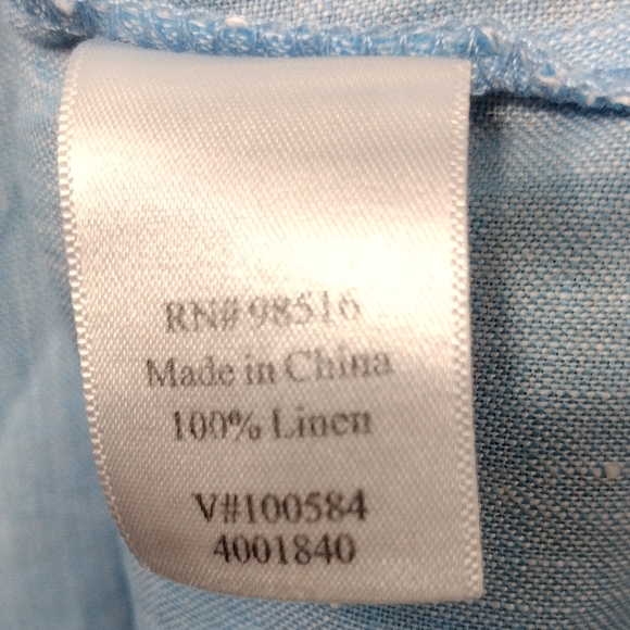 Coldwater Creek 100% Linen Button-Up Shirt Womens 1X Blue Boho Retro Minimalist - Picture 9 of 9